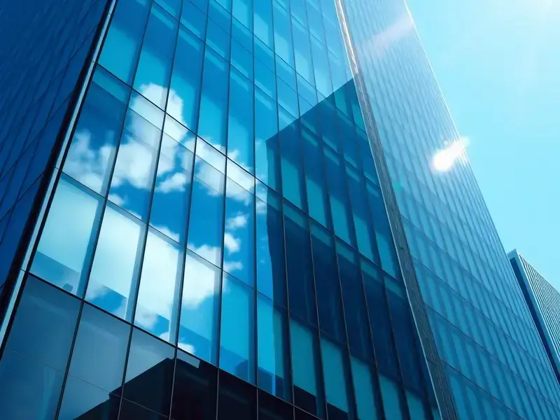 Commercial building with clean windows